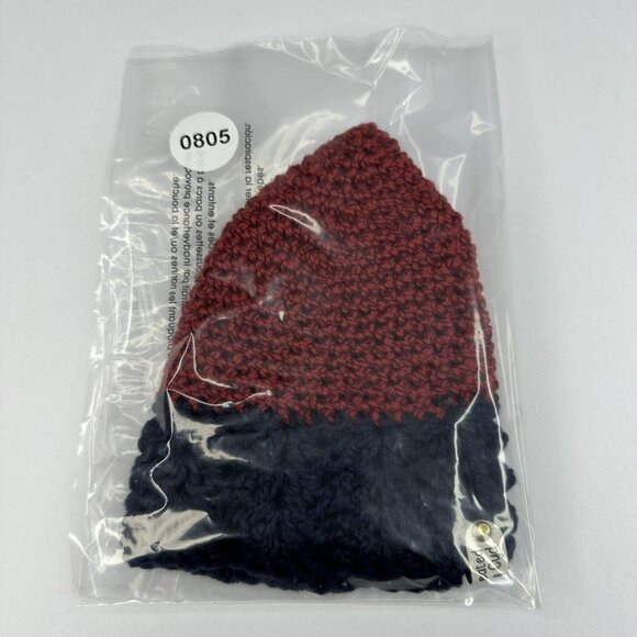 Handmade New Matilda Hobbii Friends Cotton Silk in Deep Red Navy Knit Beanie-S/M - Picture 9 of 9